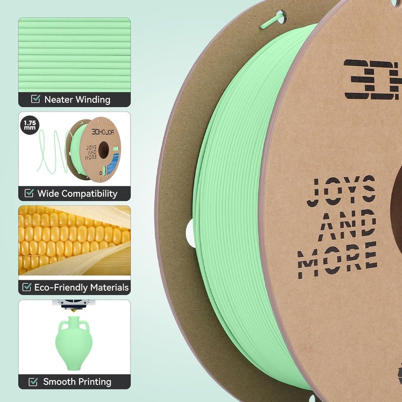 3DHoJor Matte PLA Filament 1.75mm Matte Green, PLA 3D Printer Filament, 1kg Spool (2.2lbs) PLA Filament, Fit Most FDM 3D Printer - Image 5